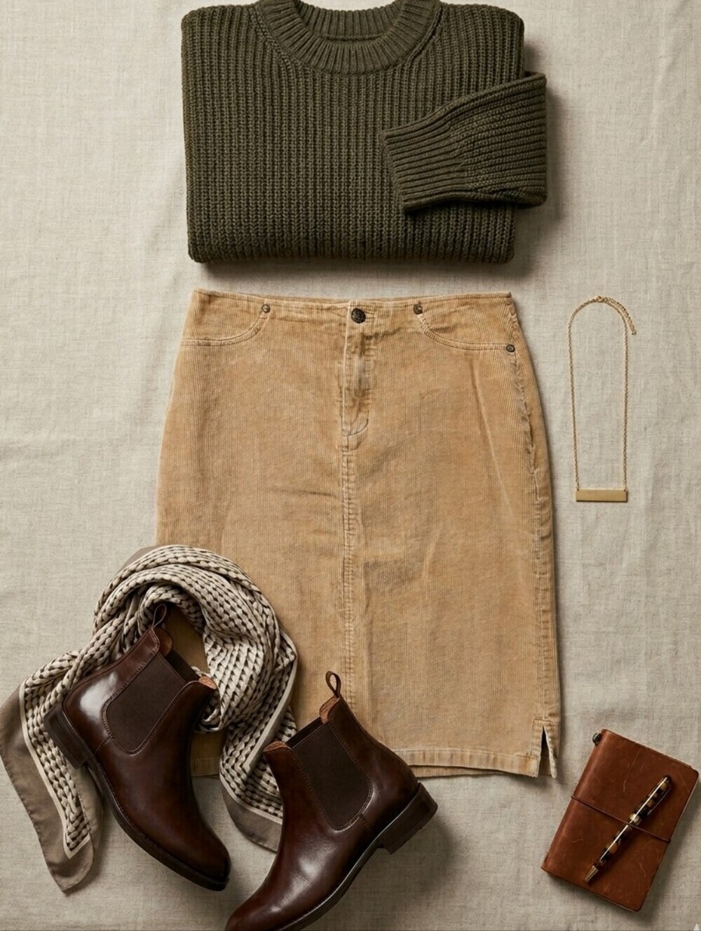 90s Y2K Jennyfer Tan Corduroy Skirt